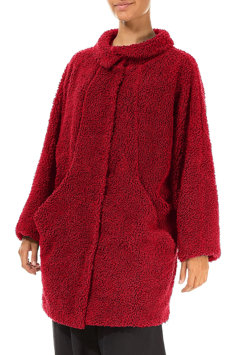 Cherry Red Teddy Cotton Coat 3