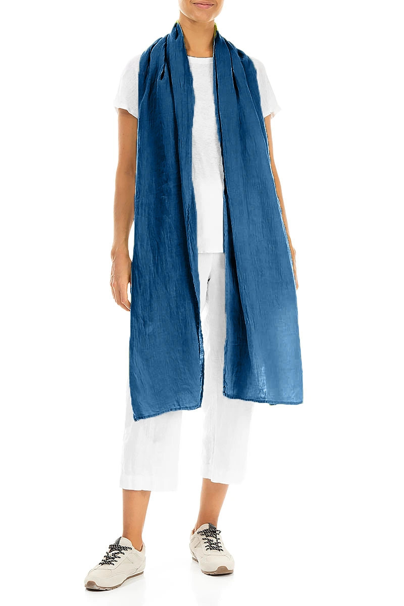 Cobalt Blue Soft Gauze Linen Scarf 2