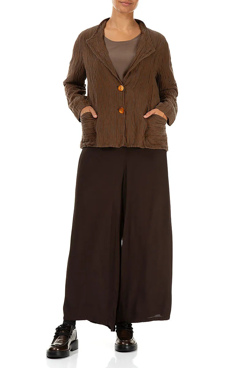 Collar Crinkled Aged Copper Silk Jacket