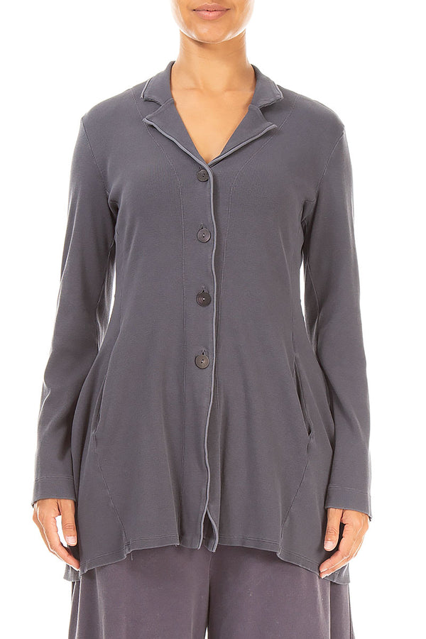 Collar Graphite Old Dye Cotton Jacket 1