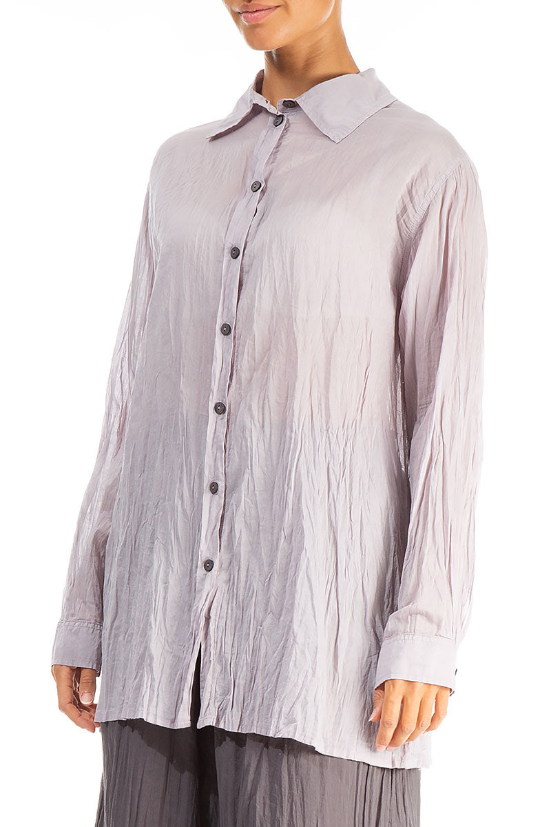Collar Greige Crumpled Cotton Shirt 3