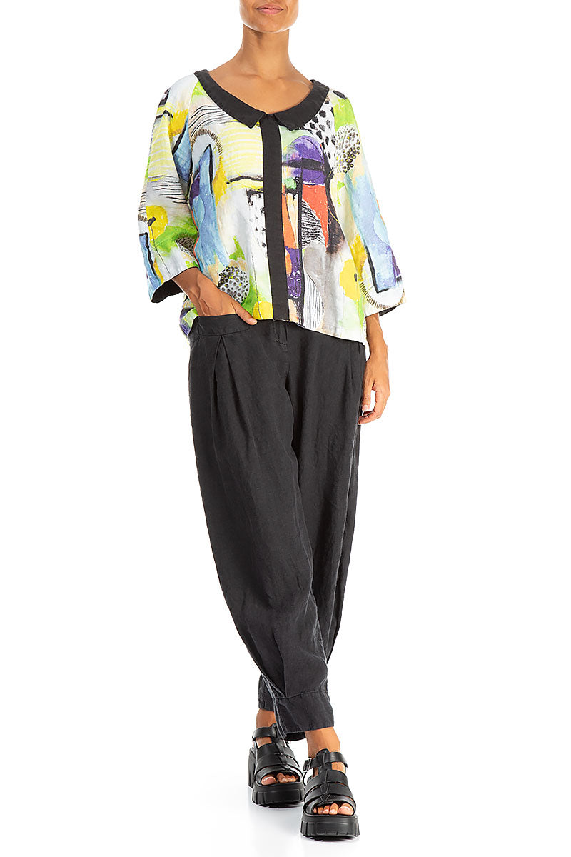 Collar Neck Artmaze Linen Blouse 4