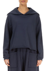 Collar Slate Blue Cotton Jumper 1