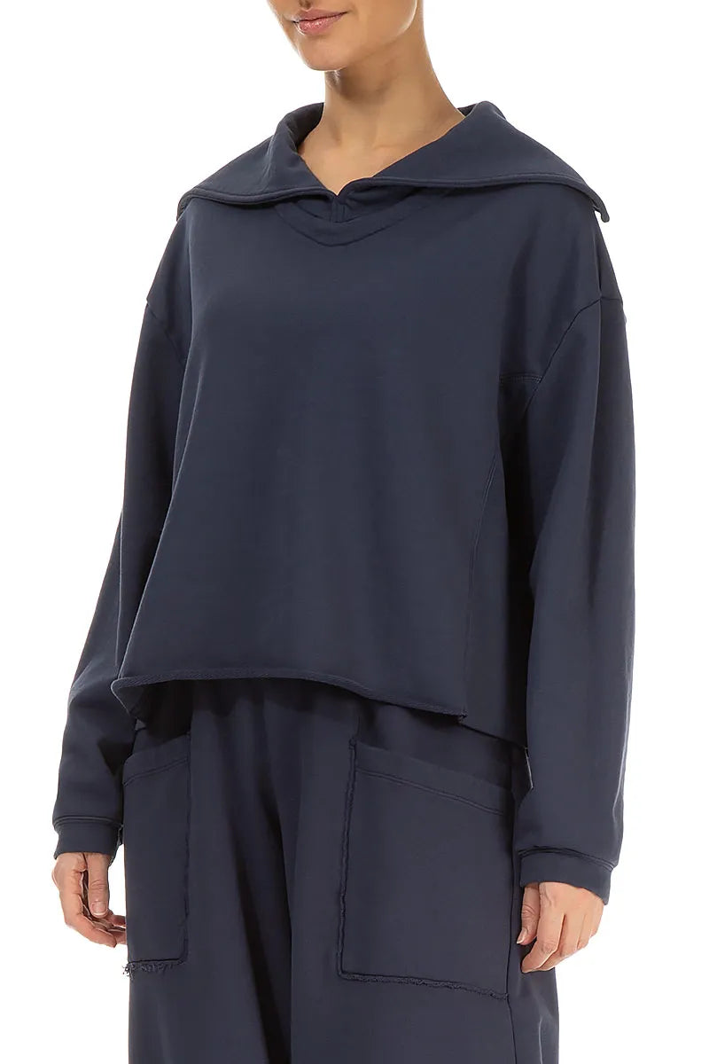 Collar Slate Blue Cotton Jumper 3