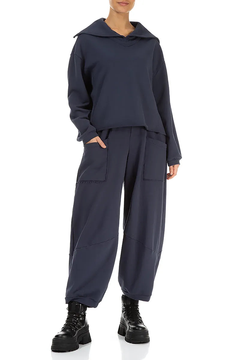 Collar Slate Blue Cotton Jumper 4