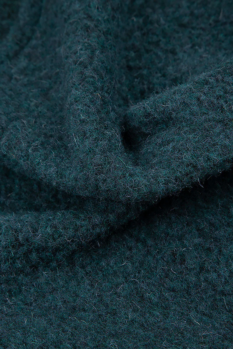Collar Teal Plush Wool Cotton Shirt 5