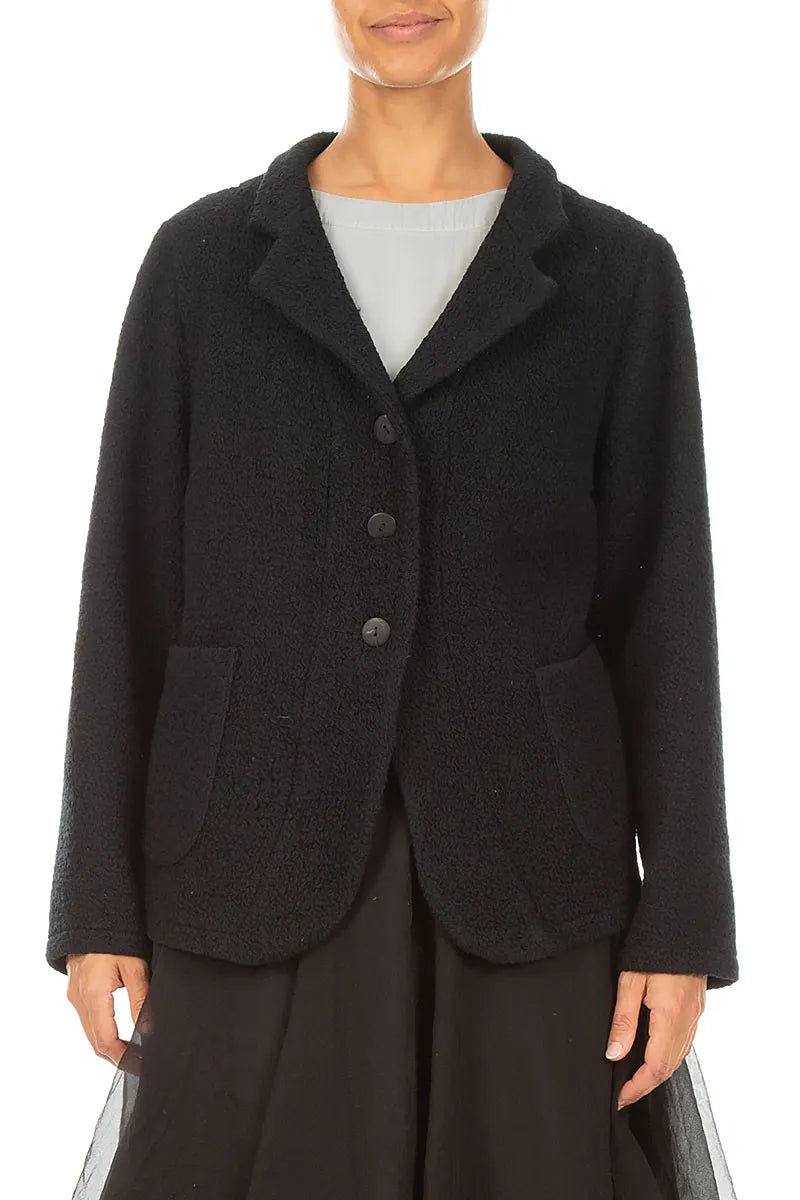 Collared Black Wool Jacket 1