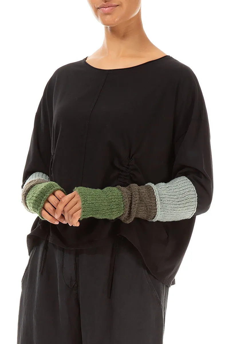 Colour Block Khaki & Sage Wool Wristlets 1