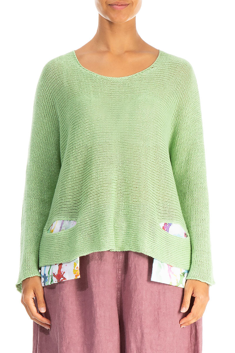 Colour Splash Pockets Mint Linen Jumper 1