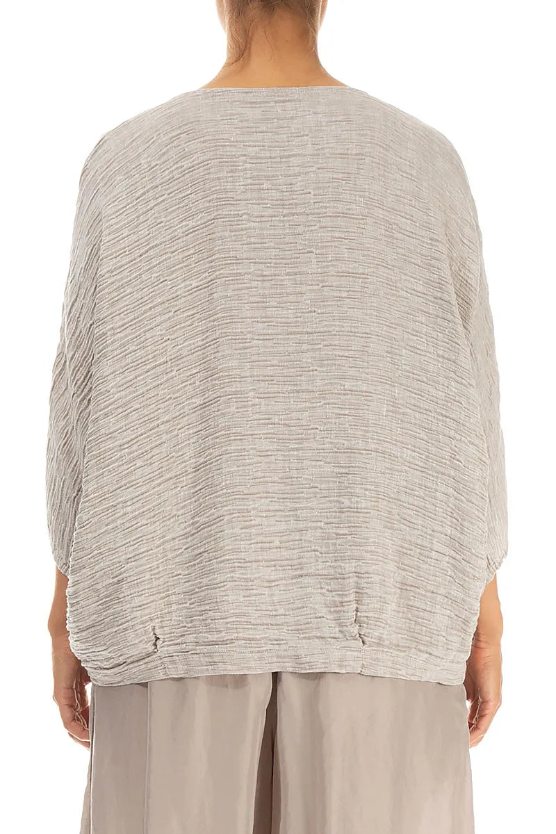 Loose Crinkled Beige Silk Blouse 2