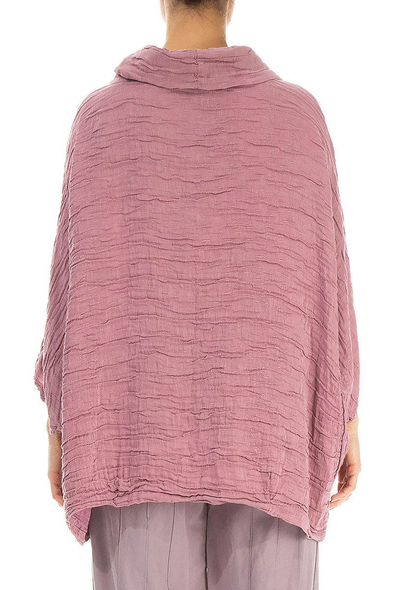 Cowl Neck Crinkled Mauve Taupe Silk Blouse 2