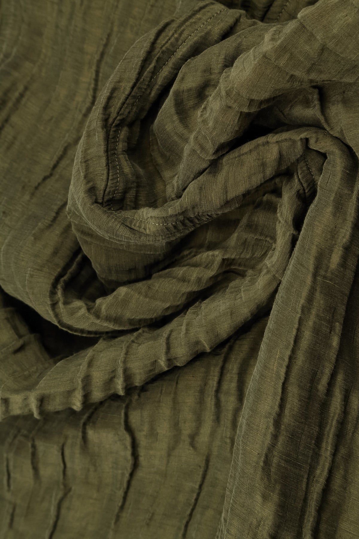 Cowl Neck Forest Mist Crinkled Silk Linen Dress 5