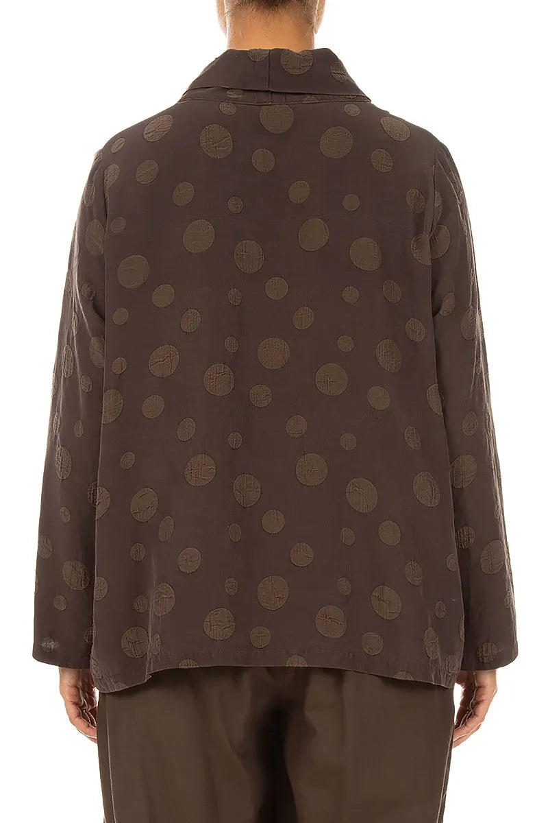 Cowl Neck Truffle Brown Bubble Silk Cotton Blouse