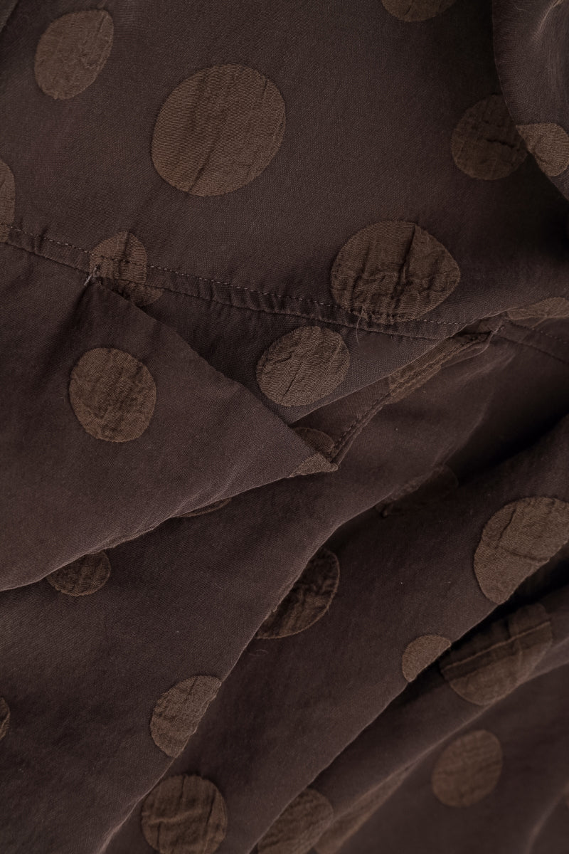 Cowl Neck Truffle Brown Bubble Silk Cotton Blouse