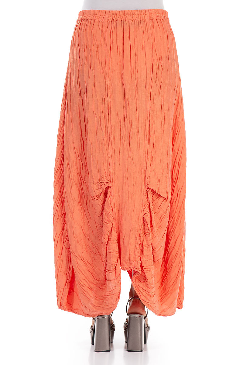 Crinkled Coral Silk Maxi Skirt 2