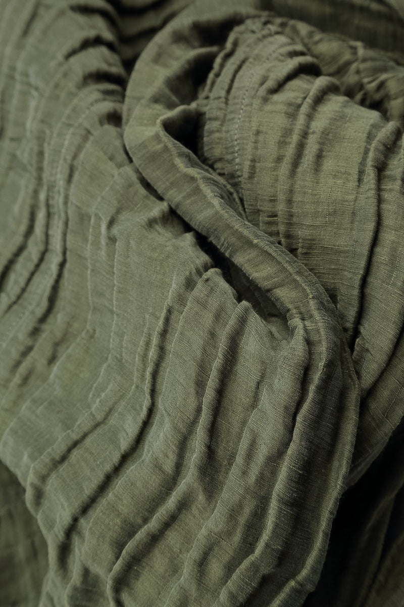 Crinkled Forest Mist Silk Linen Blouse 5