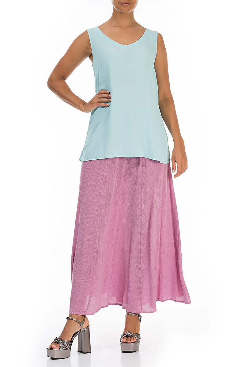 Crinkled Wild Berry Silk Viscose Maxi Skirt 4