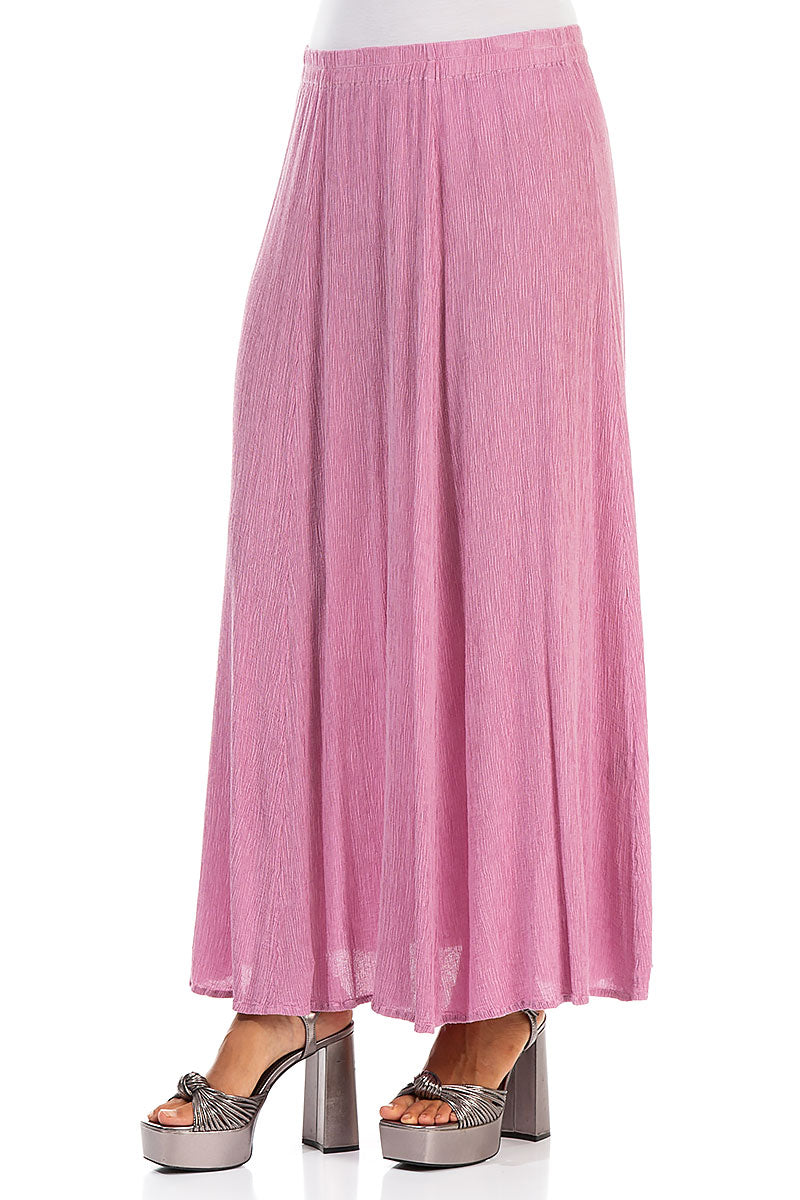Crinkled Wild Berry Silk Viscose Maxi Skirt 3