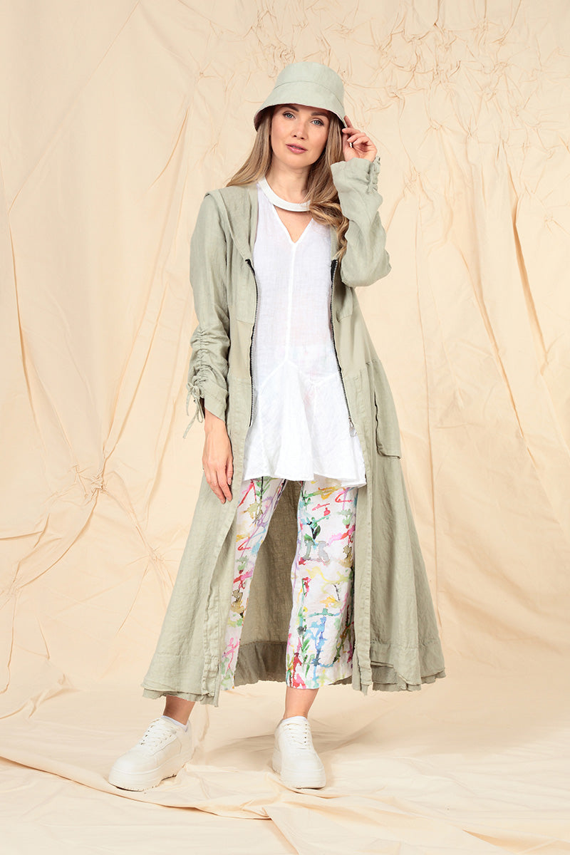 Cropped Colour Splash Linen Trousers 6