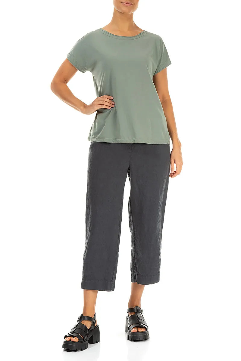 Pantalon court en lin graphite