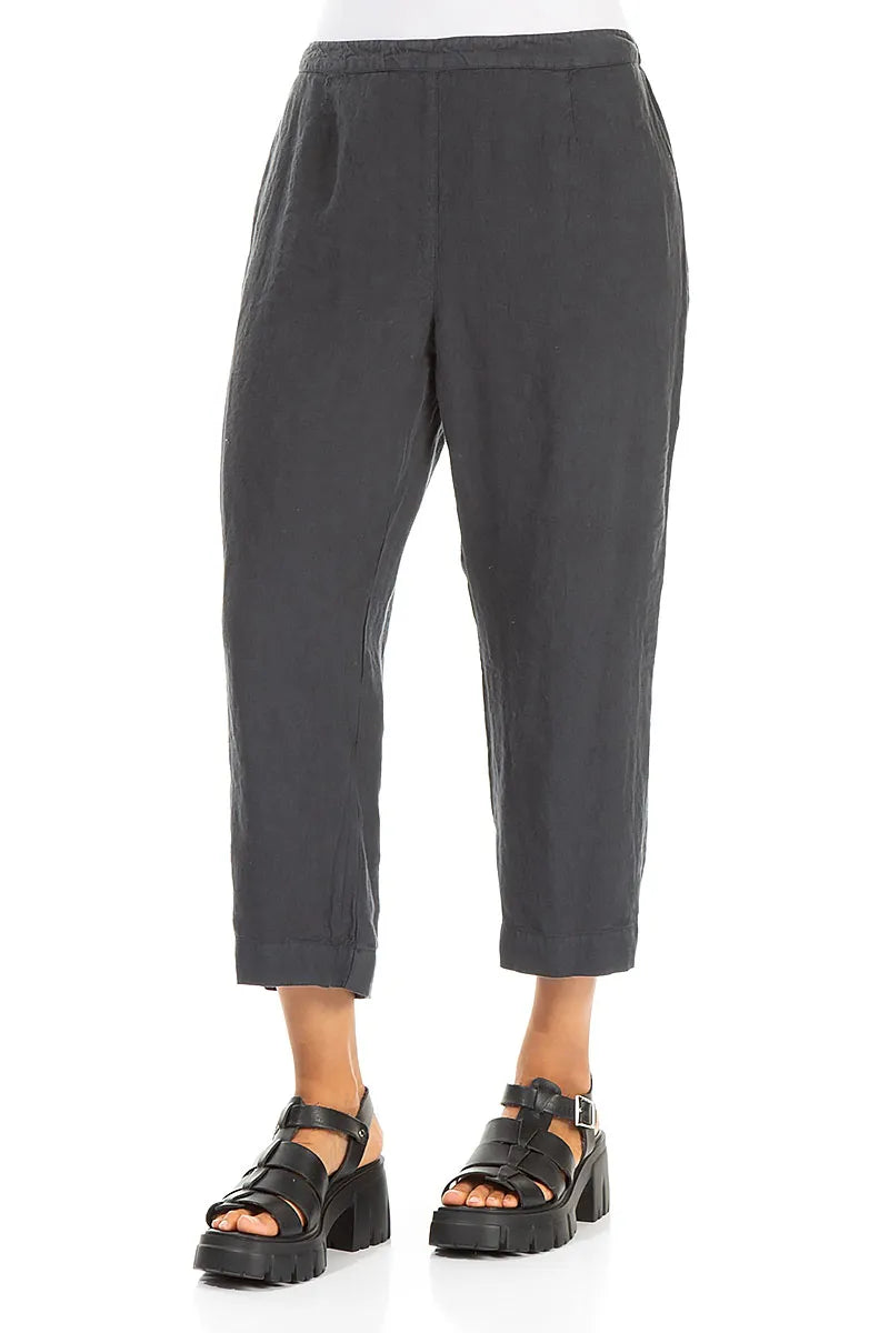 Pantalon court en lin graphite