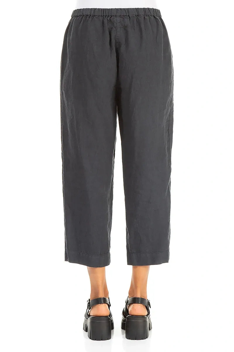 Pantalon court en lin graphite