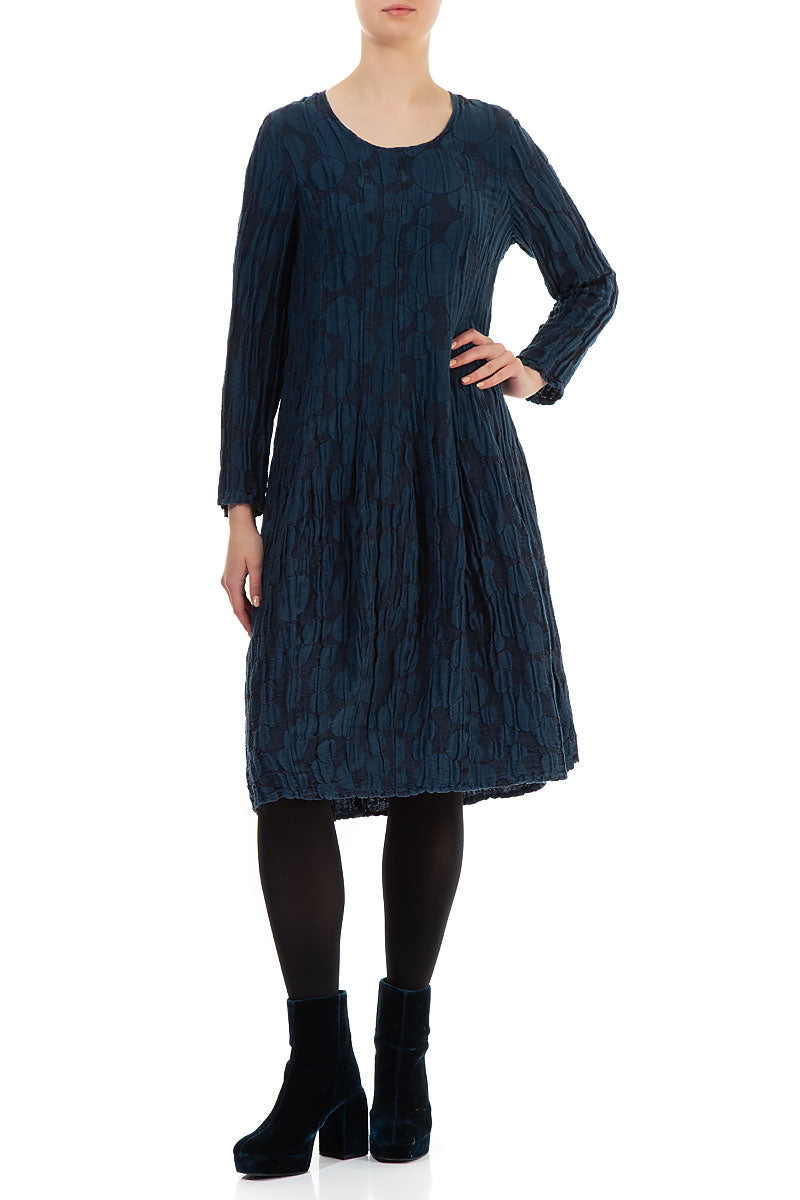 Balloon Navy Circle Silk Linen Dress 4