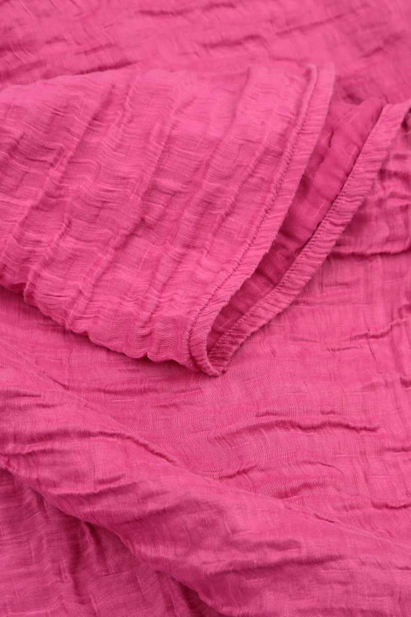 Curved Hem Crinkled Fuchsia Silk Linen Jacket 5