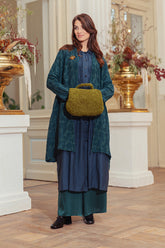 Open Emerald Circle Silk Linen Jacket 6