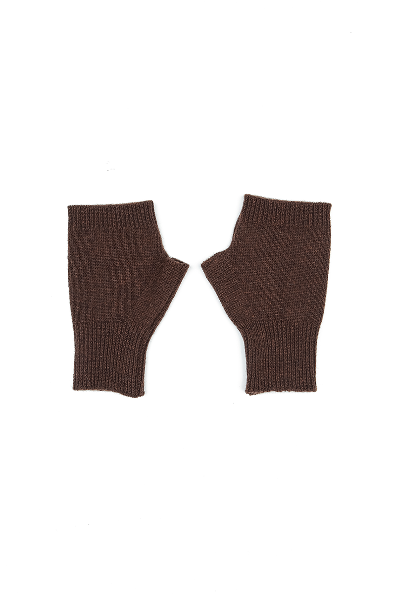 Dunkelbraune Armstulpen aus weicher Wolle