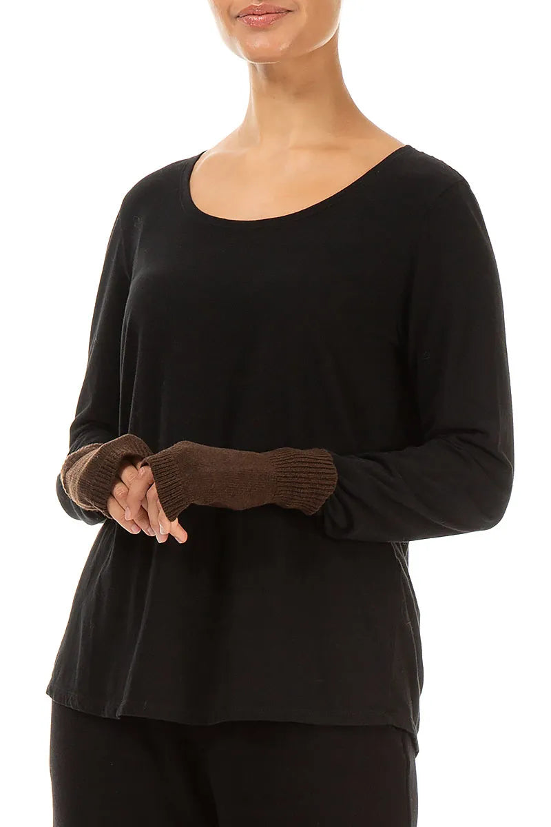 Dunkelbraune Armstulpen aus weicher Wolle