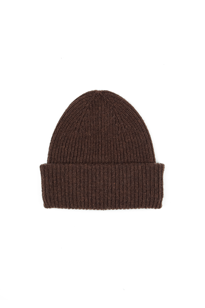 Dunkelbraune Beanie-Mütze aus weicher Wolle