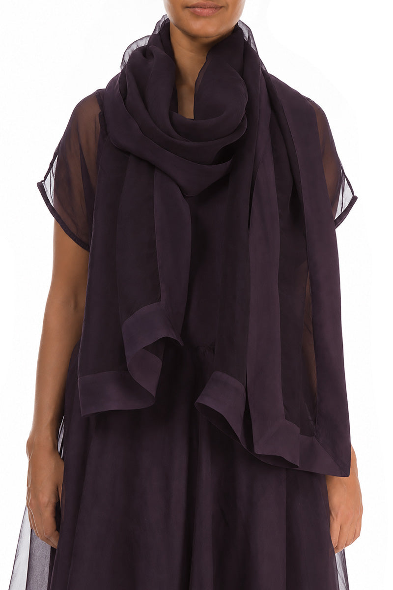 Deep Plum Silk Chiffon Scarf