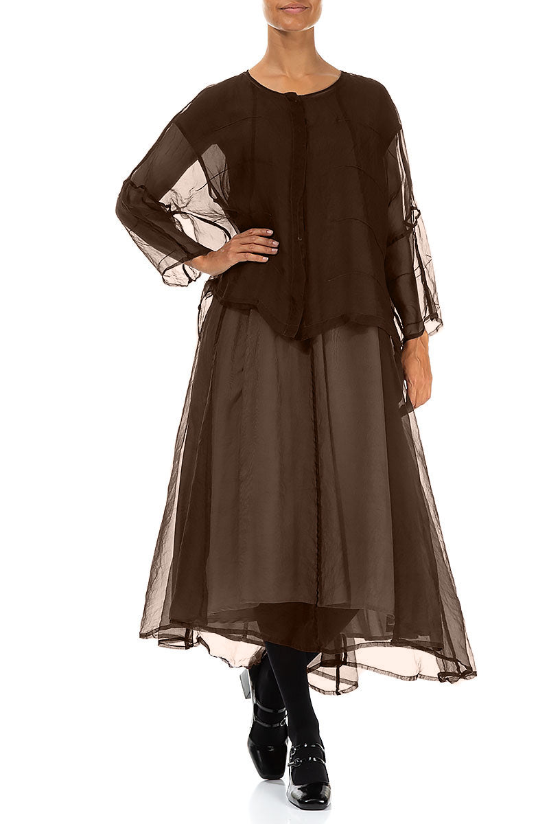 Detailed Aged Copper Silk Chiffon Jacket 4