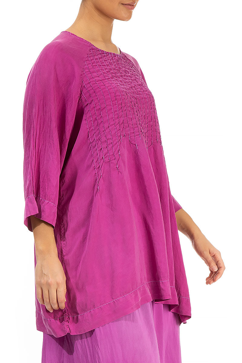 Detailed Front Orchid Silk Tunic 3