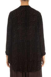 Devoré Dot Forest Brown Silk Velvet Jacket - Blouse 2