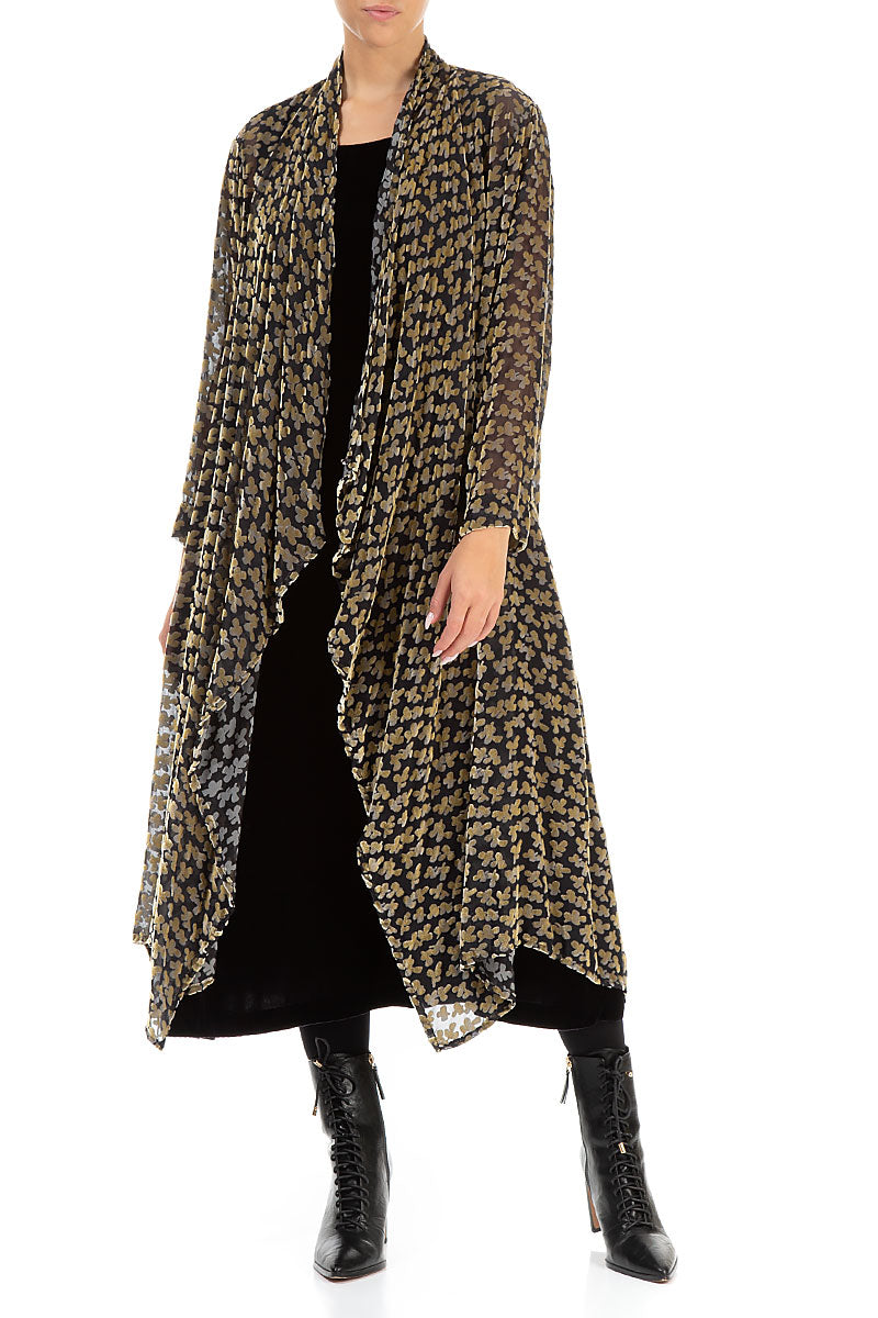Devoré Petals Gold Open Silk Velvet Jacket 4