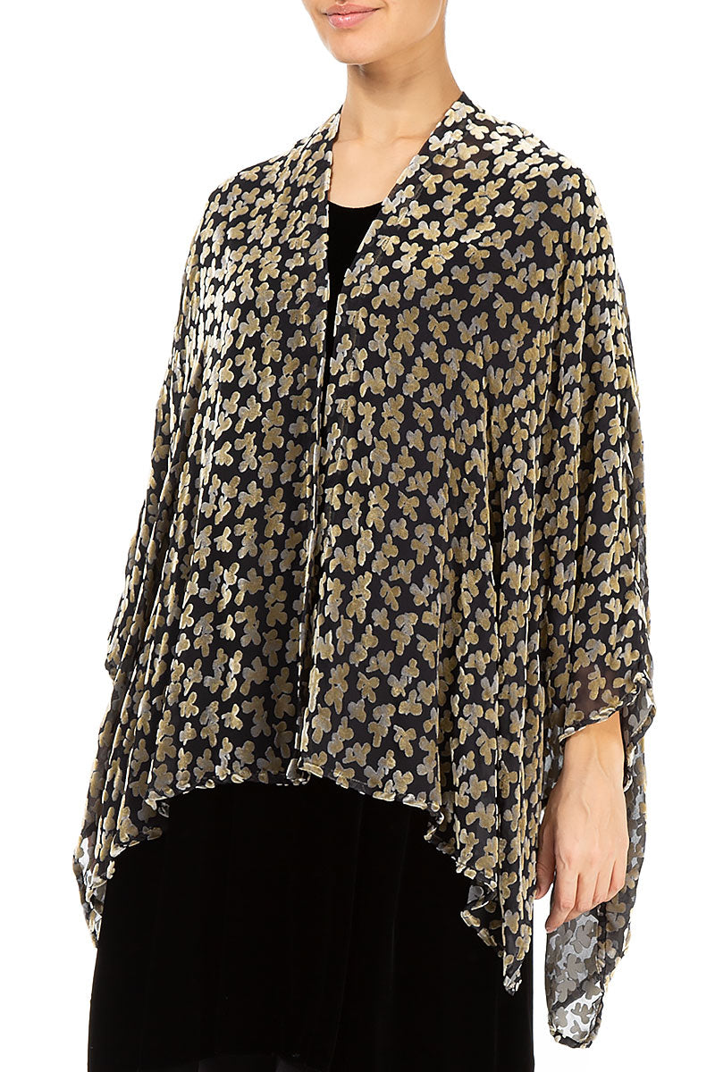 Jacke aus goldenem Seidensamt mit Blütenblättern von Devoré