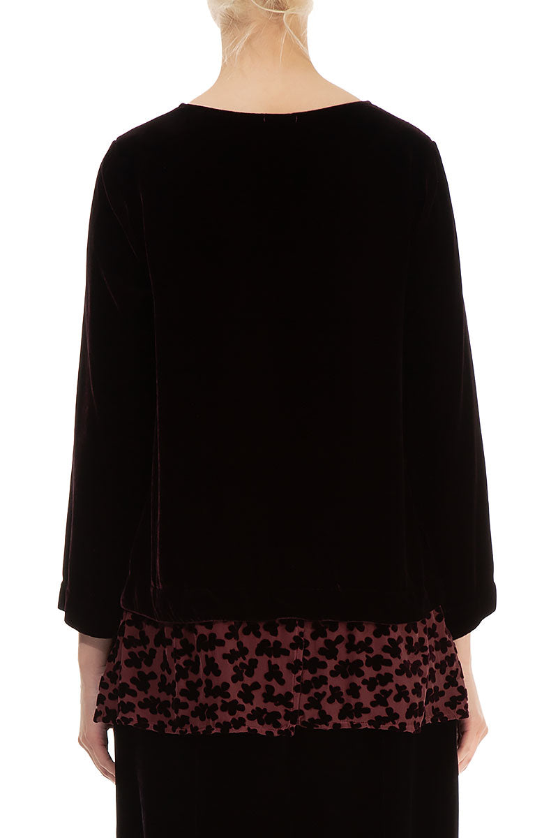 Devoré Petals Maroon Silk Velvet Blouse 2