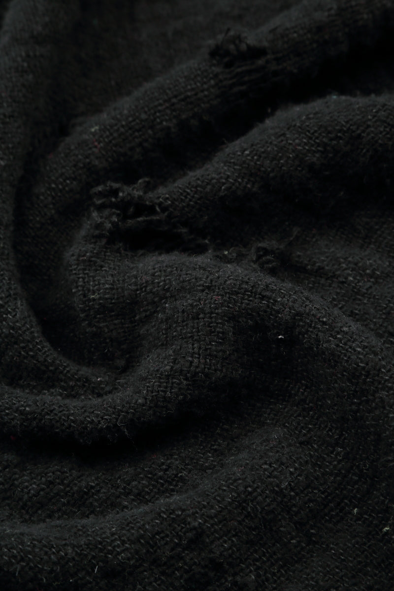 Distressed Black Handwoven Linen Blouse 5
