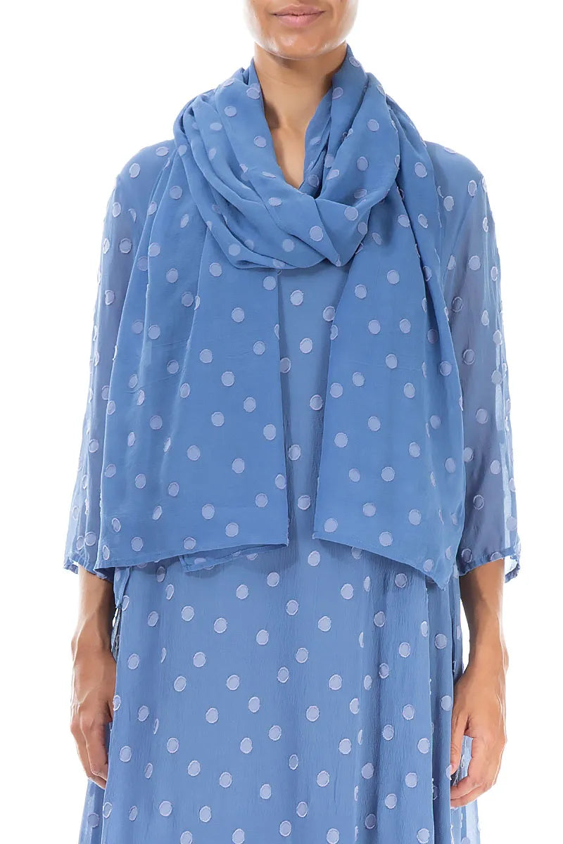 Dotty Blue Nova Silk Scarf 1