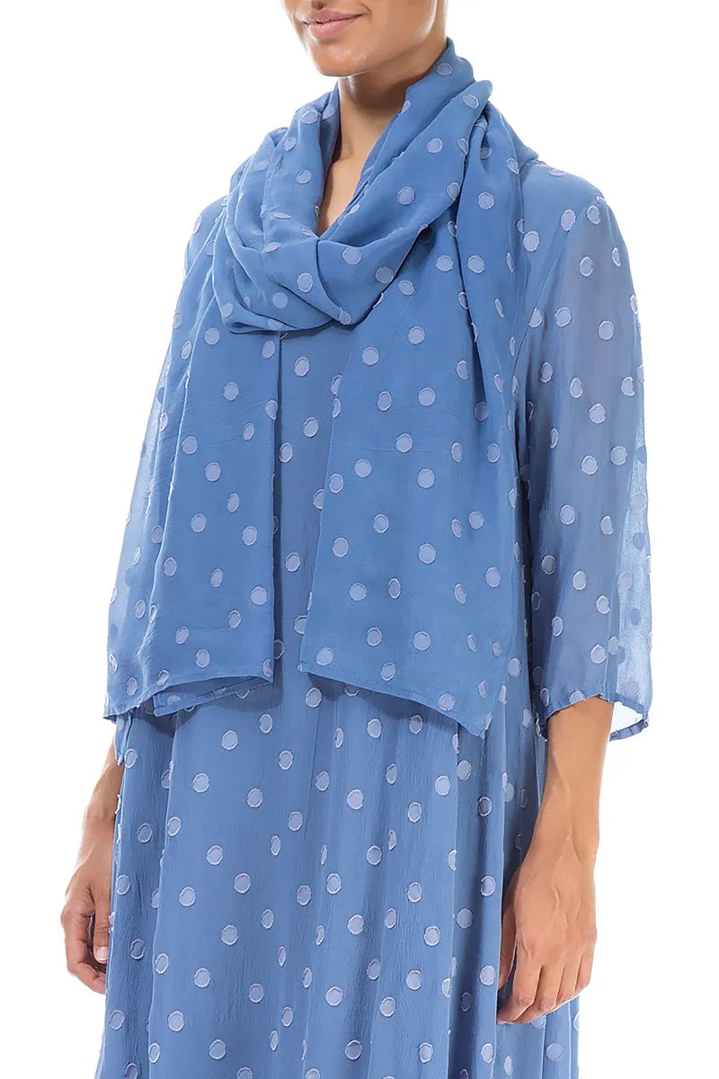 Dotty Blue Nova Silk Scarf 3