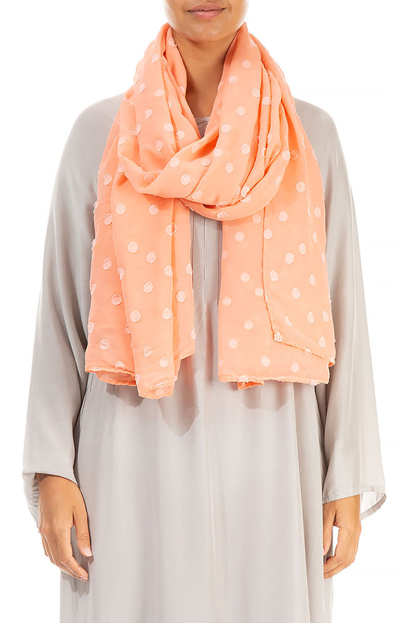 Dotty Light Coral Silk Scarf 1