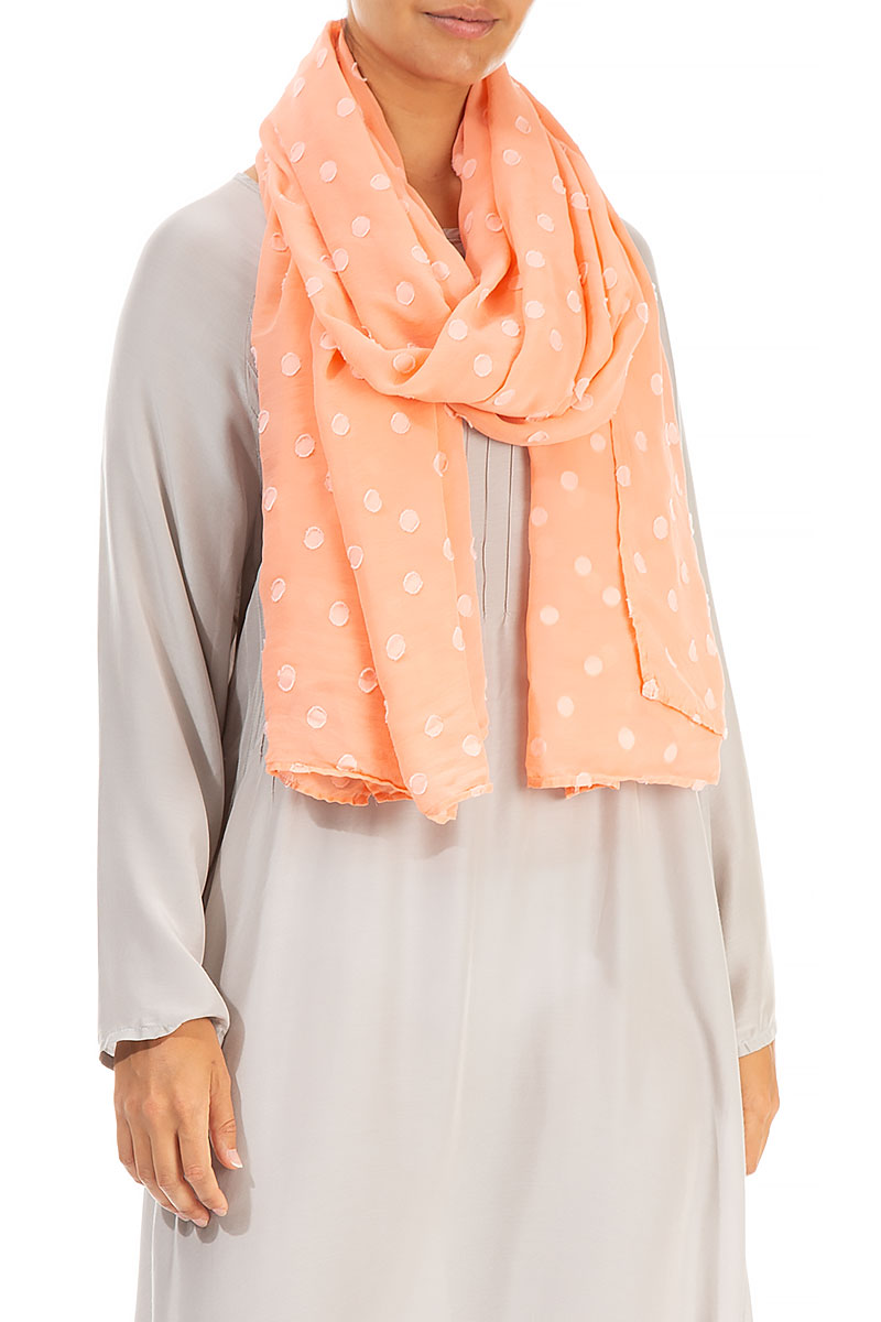 Dotty Light Coral Silk Scarf 3