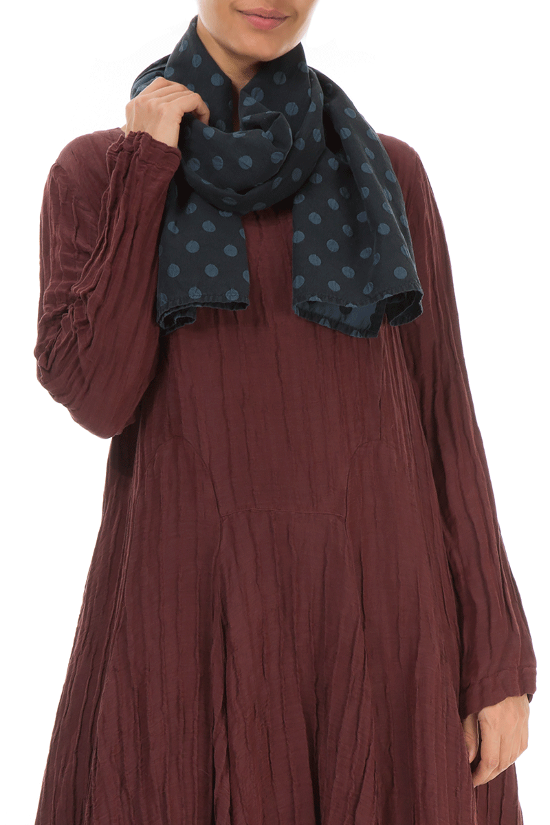 Dotty Midnight Blue Silk Scarf 3