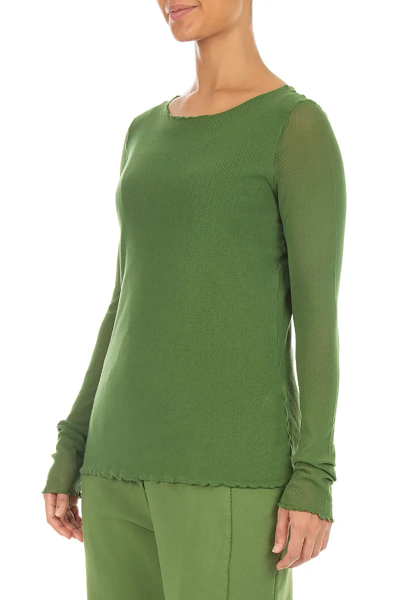 Double Layer Shamrock Green Mesh Soft Cotton Top