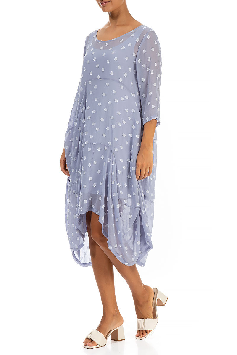 Draped Lavender Dotty Silk Dress 3