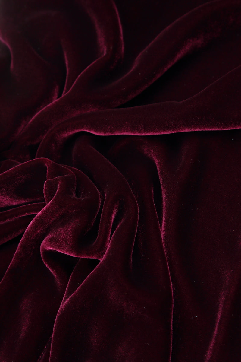 Draped Magenta Silk Velvet Dress 5