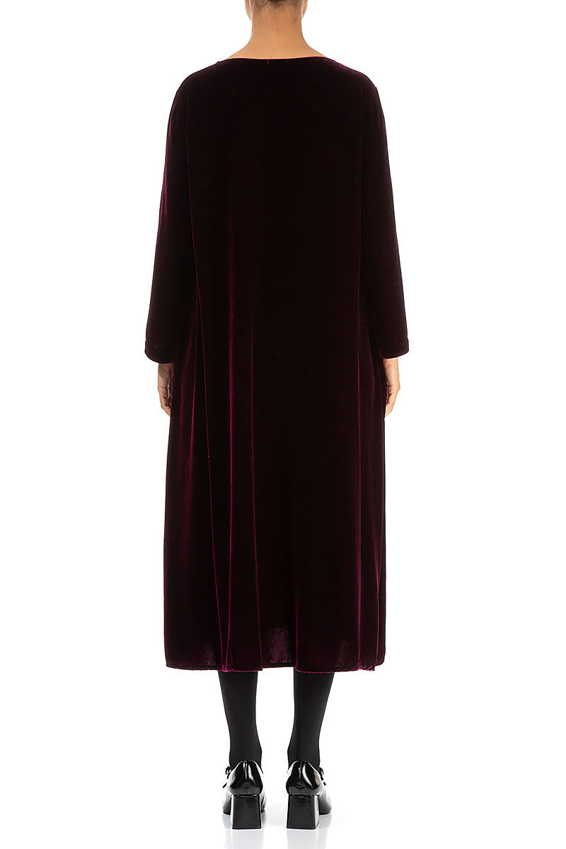 Draped Magenta Silk Velvet Dress 2