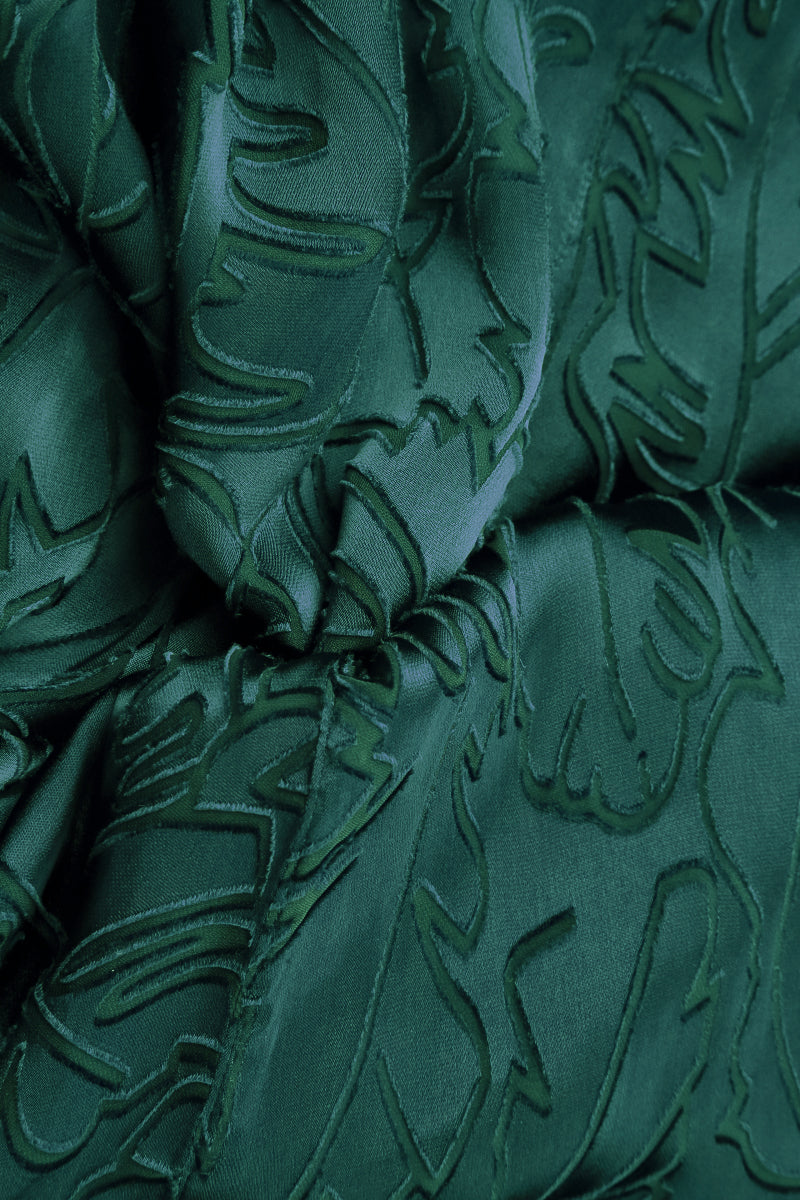 Draped Peacock Devoré Feather Silk Dress 5